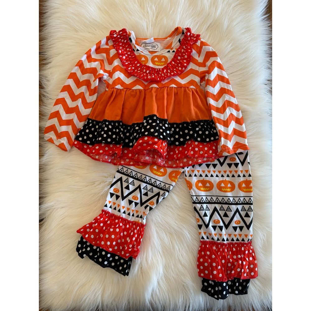 Halloween pumpkin ruffled set 9/12m